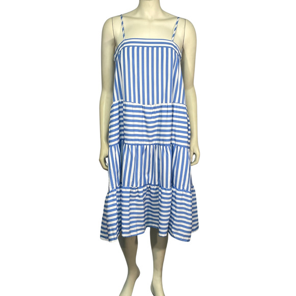 3-FOR-$30 Anna-Kaci Sz S Striped Babydoll Sun Dress Tiered Skirt Ruffle Blue New - Picture 2 of 12